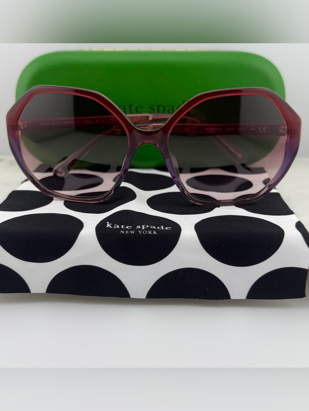 NWOT Kate Spade Waverly/G/S C9A3X Oversized Red Pink Sunglasses